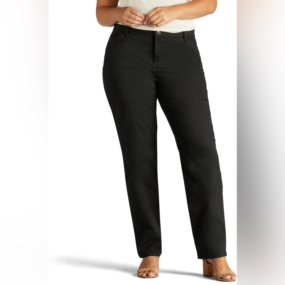 Lee Jeans Womens 20W Black Straight Leg Relaxed Fit Plus Size Curvy